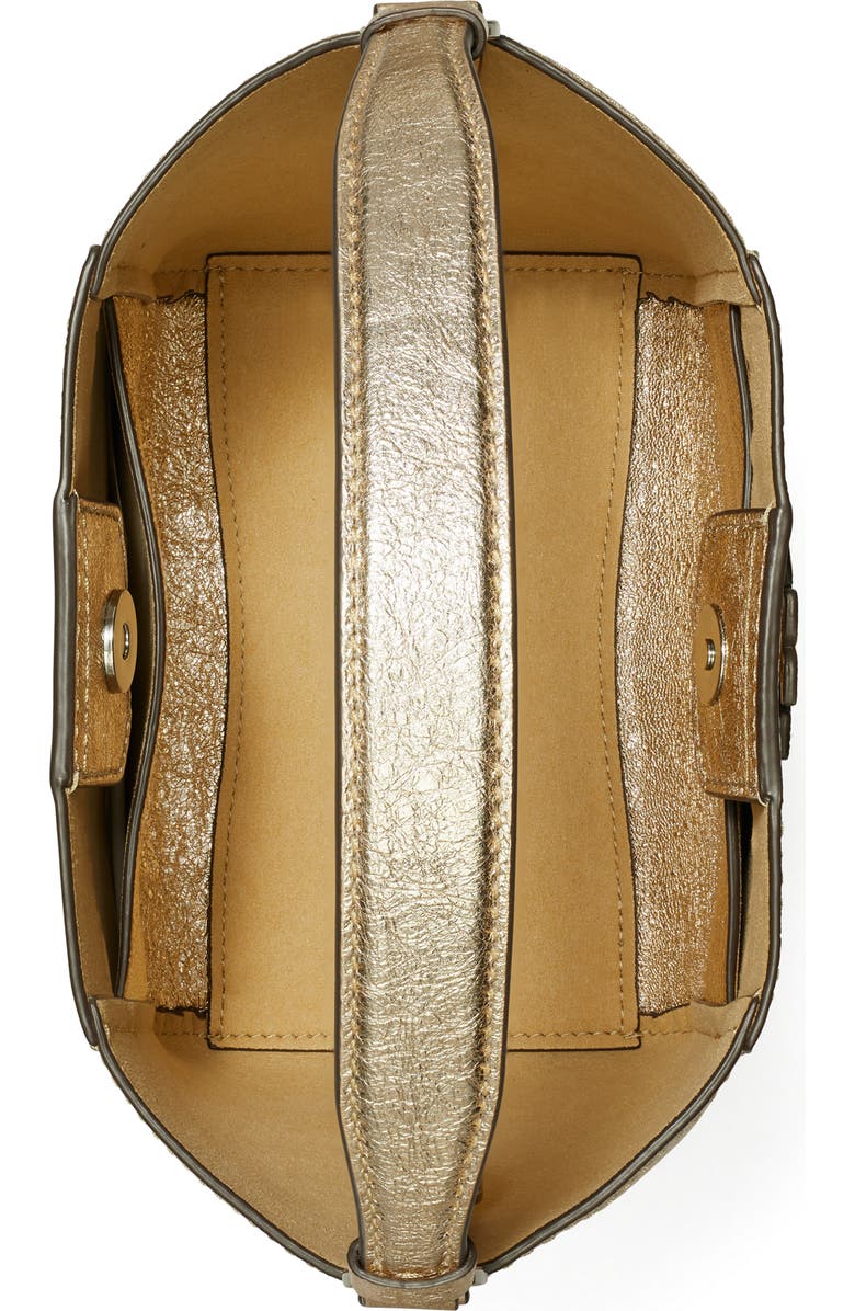 Tory Burch Small McGraw Metallic Leather Bucket Bag, Alternate, color,