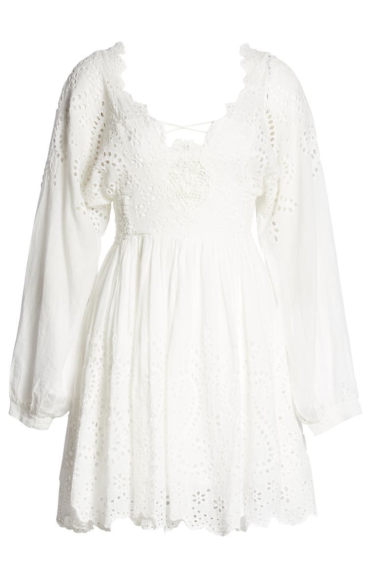 Lottie Long Sleeve Minidress, Alternate, color, IVORY