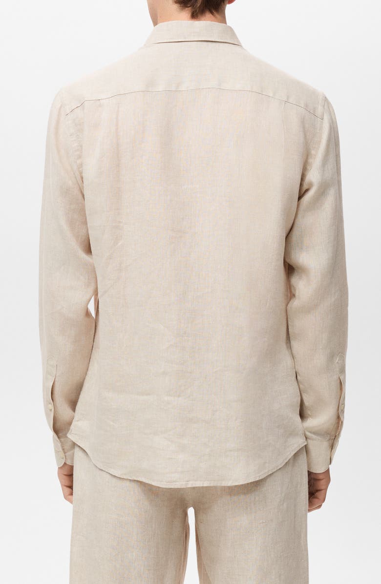 MANGO Classic Fit Linen Button-Up Shirt, Alternate, color, Sand