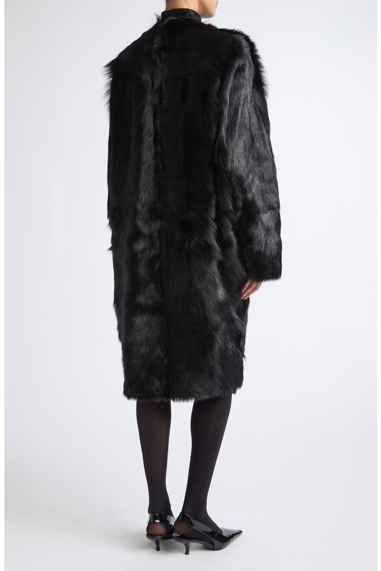 Structured Genuine Shearling Coat, Alternate, color, BLACK
