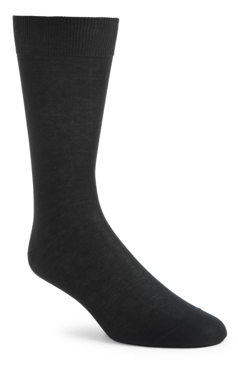 Canali Solid Cotton Dress Socks, Main, color, Black