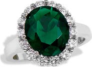 SAVVY CIE JEWELS Sterling Silver Cubic Zirconia Halo Ring