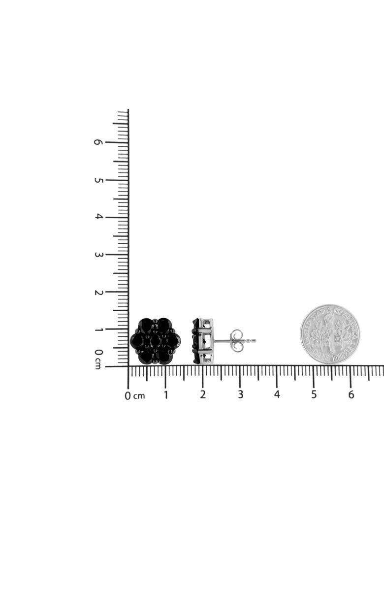 Haus of Brilliance Silver 4.0 Ct Prong Round Black Diamond Floral Cluster Stud Earring, Alternate, color, Black Diamond | White