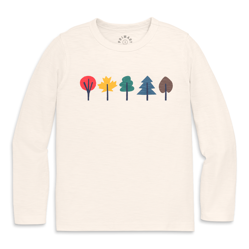 Primary Kids Long Sleeve Foliage Tee In Brown