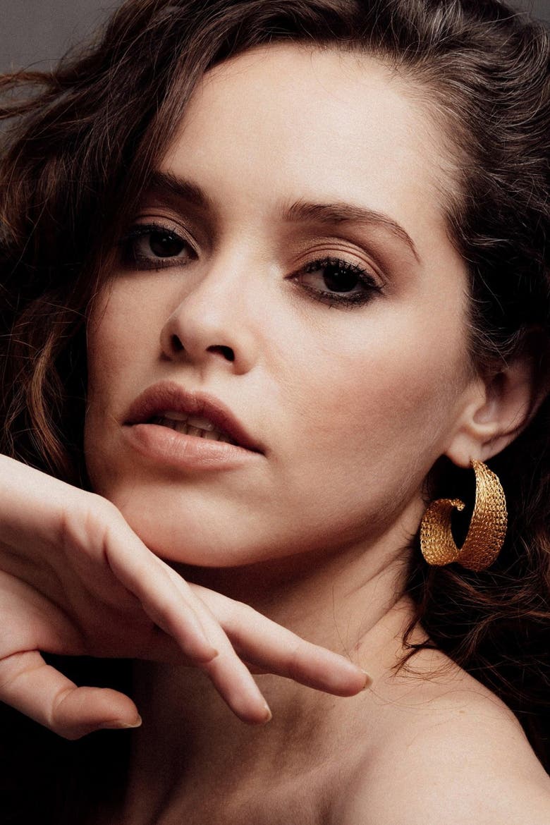 Gold Weave Curled Hoops, Alternate, color, Gold