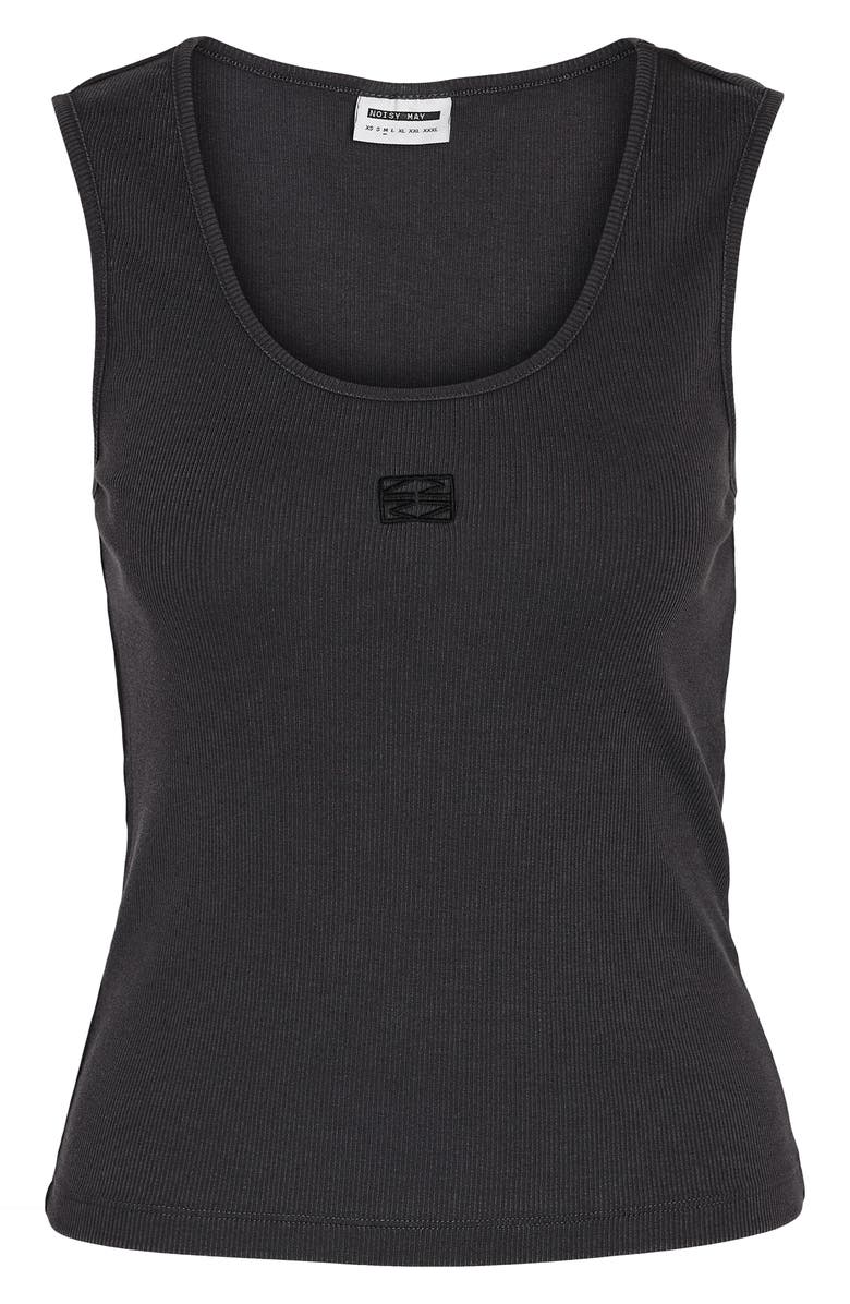 Noisy may Judy Stretch Organic Cotton Rib Tank, Alternate, color, Obsidian Detailwash