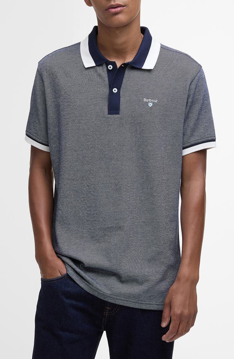 Barbour Helwith Tailored Fit Cotton Polo, Main, color, Navy