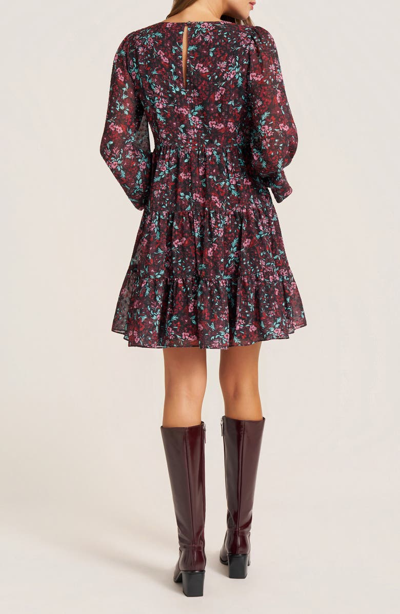 matty m. Meadow Balloon Sleeve Minidress, Alternate, color, Berry