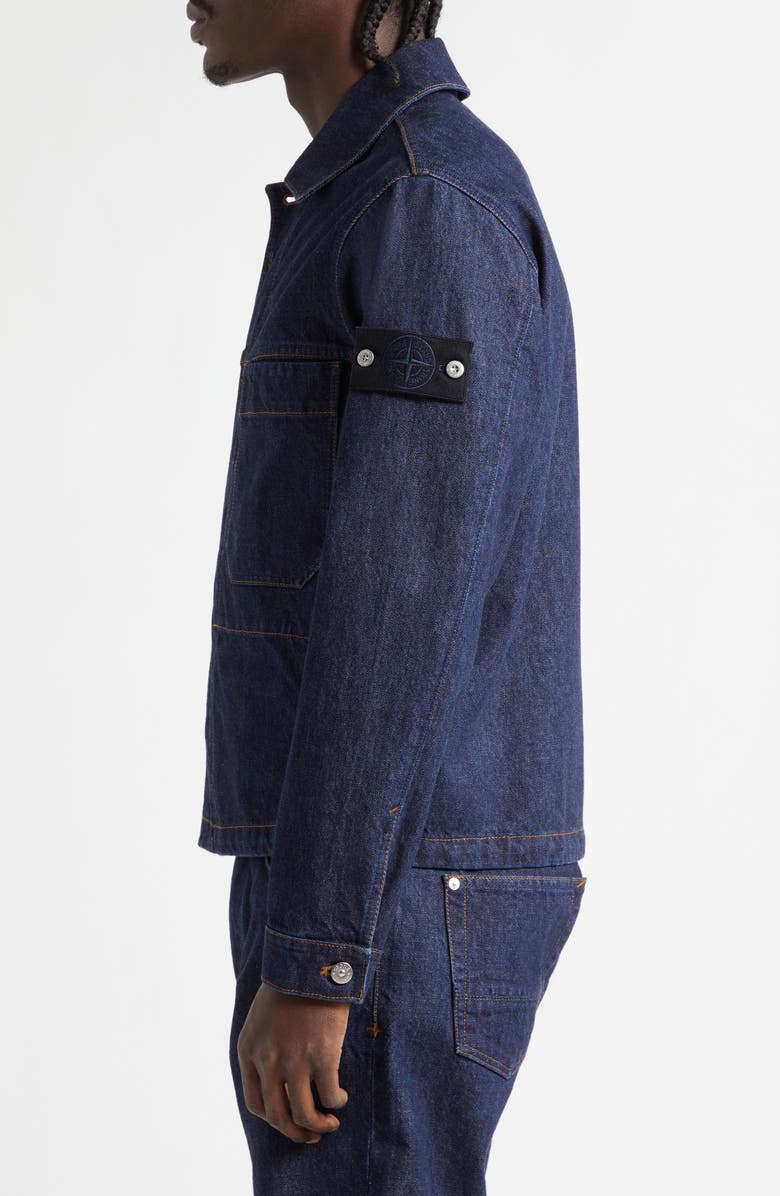 Stone Island Denim Coach's Jacket, Alternate, color, Blue Rinse