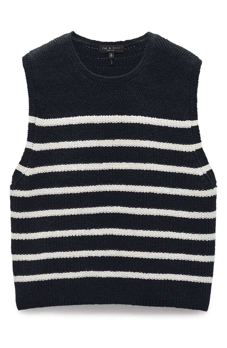 rag & bone Jen Stripe Sweater Tank, Alternate, color, Black