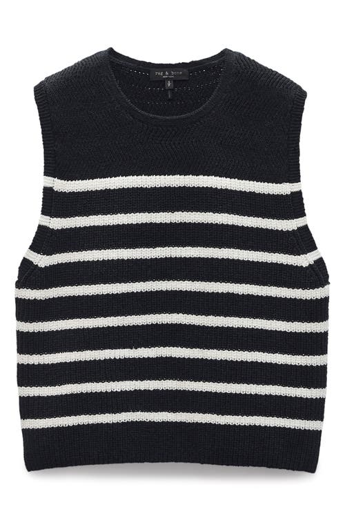 Rag & Bone Jen Striped Ribbed Cotton-blend Vest In Black