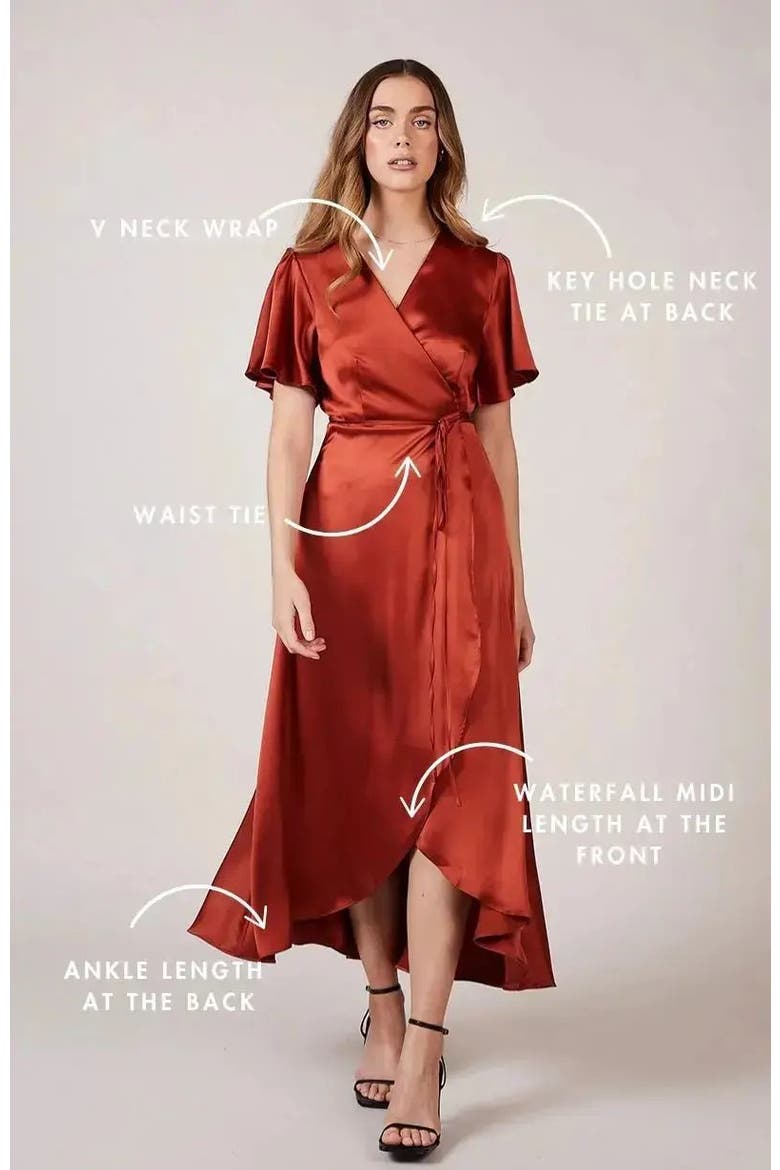 Florence Waterfall Hem Dress, Alternate, color, Burnt Orange