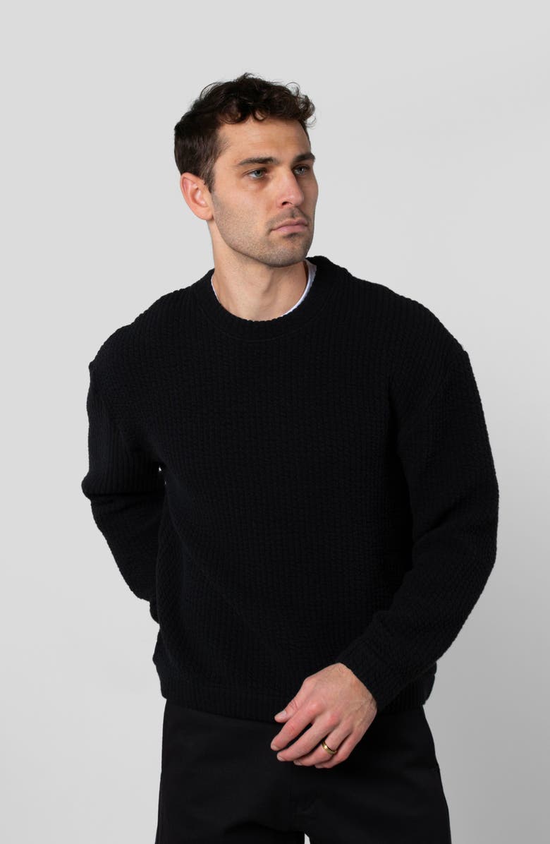 LEISURE LAB Cozy Quilt Crewneck, Alternate, color, Black