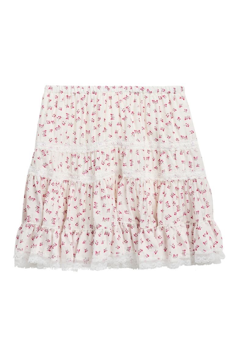 Kids' Floral Print Woven Skirt, Alternate, color, IVORY/ RED