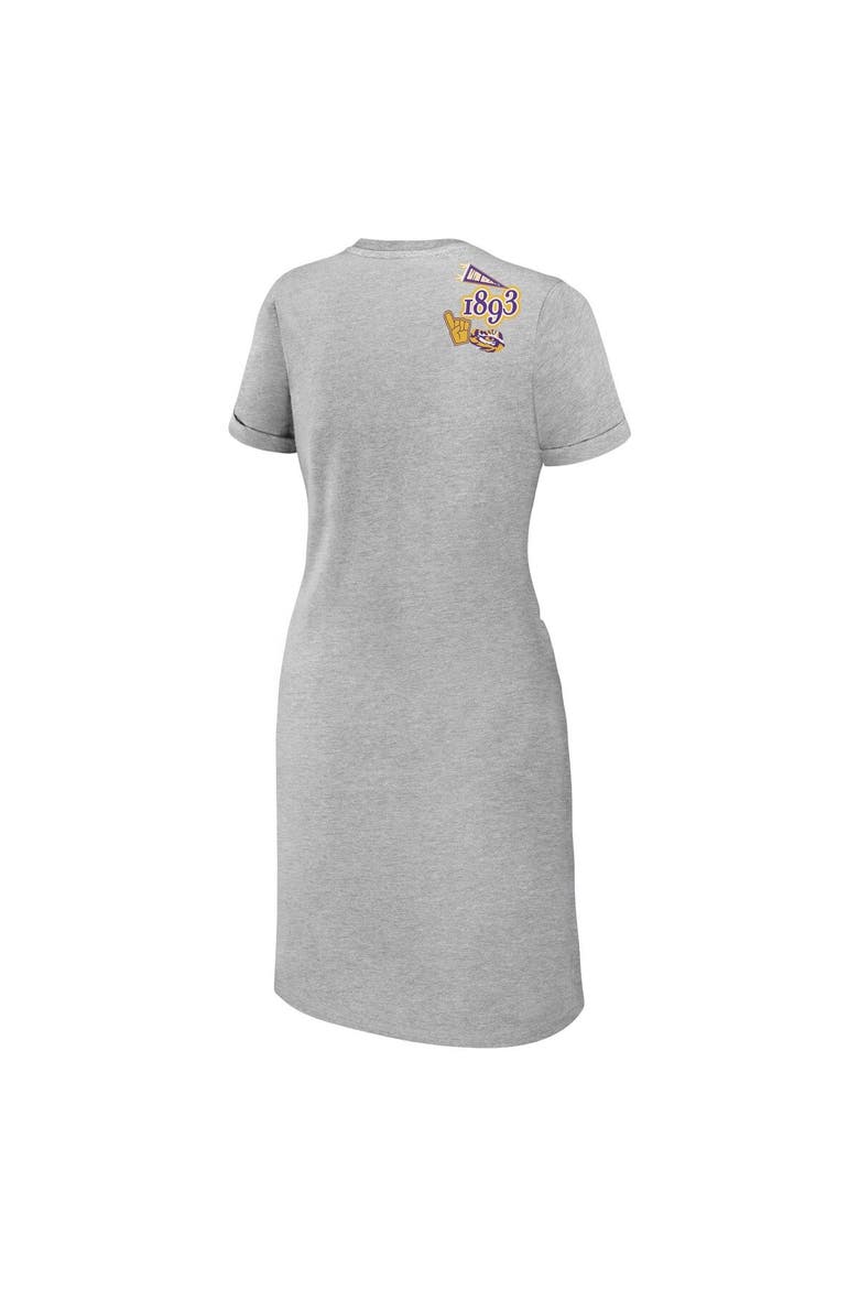Women's WEAR by Erin Andrews Heather Gray LSU Tigers Knotted T-Shirt Dress, Alternate, color, Heather Gray