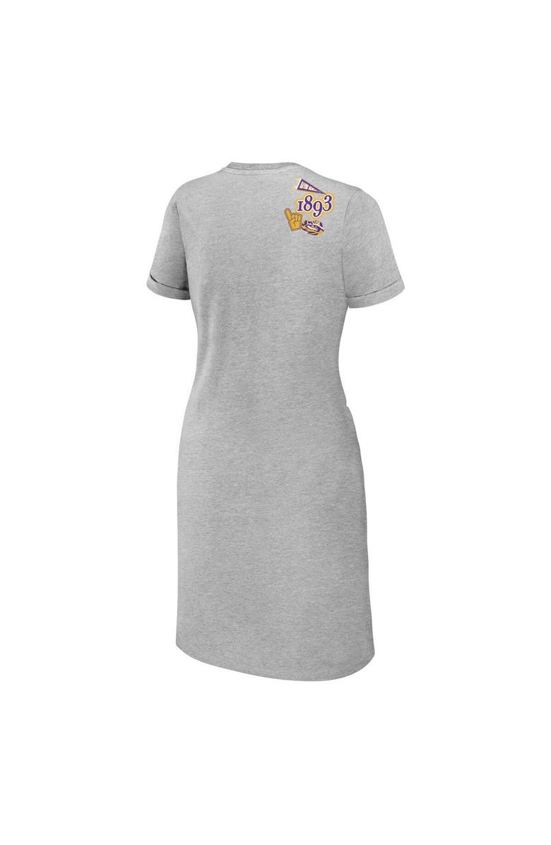 WEAR by Erin Andrews Women's WEAR by Erin Andrews Heather Gray LSU Tigers Knotted T-Shirt Dress, Alternate, color, Heather Gray