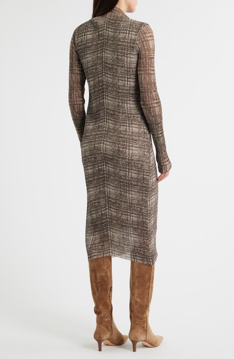 BOSS Mock Neck Long Sleeve Maxi Dress, Alternate, color, Beige Multi