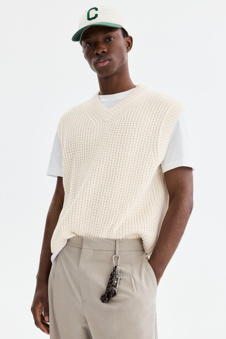 Regular Fit Sweater Vest, Main, color, White