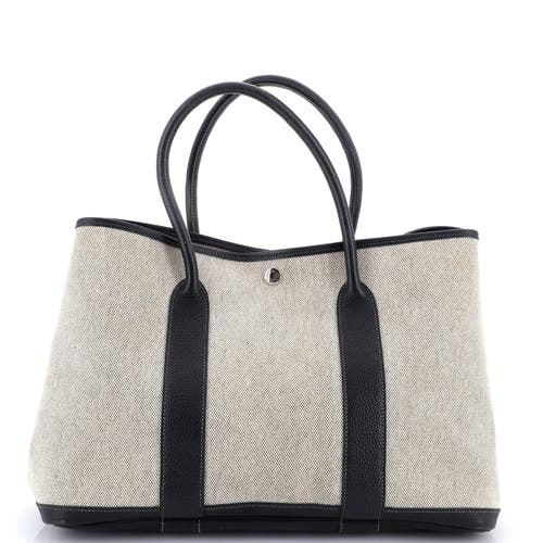 Pre-owned Hermes  Hermes Garden Party Tote Toile And Leather 36 In Blue