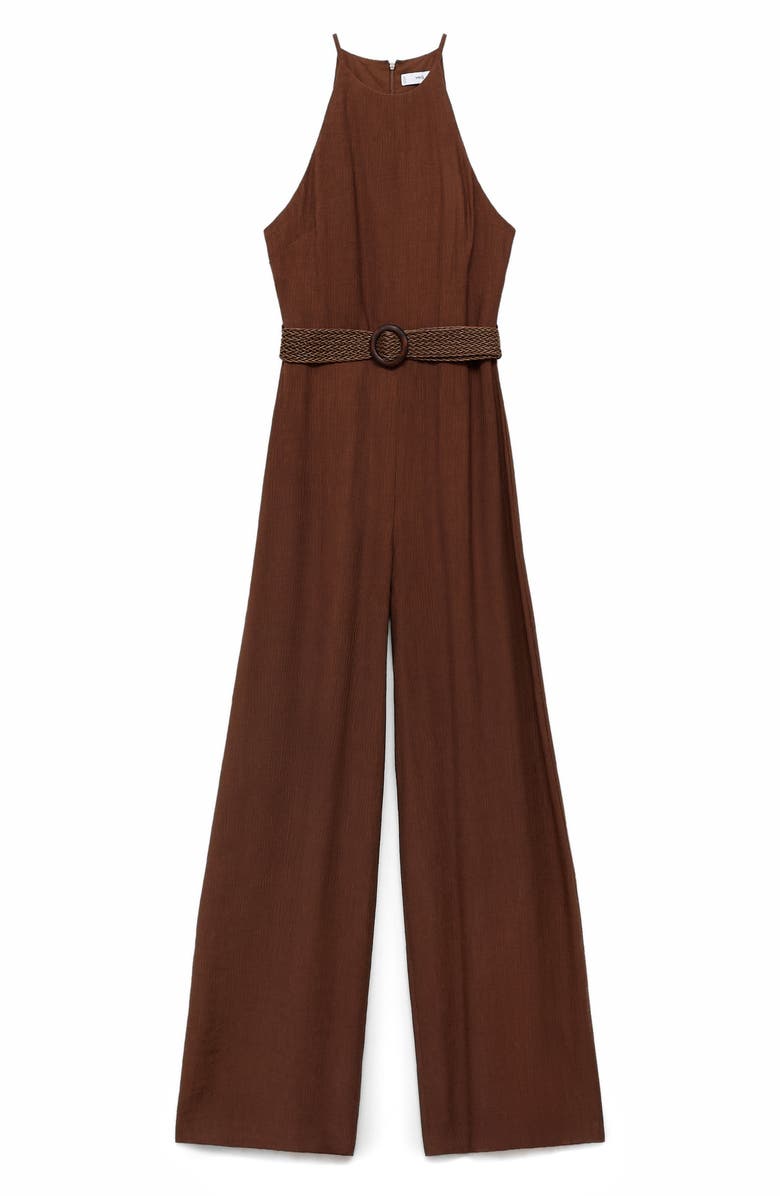 MANGO Belted Wide Leg Jumpsuit, Alternate, color, 