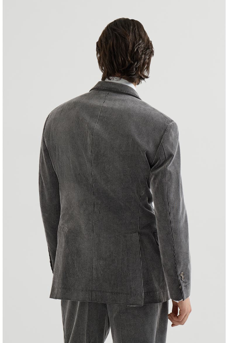 Frosted cotton corduroy one-and-a-half breasted Tailor blazer with metal buttons, Alternate, color, Grey