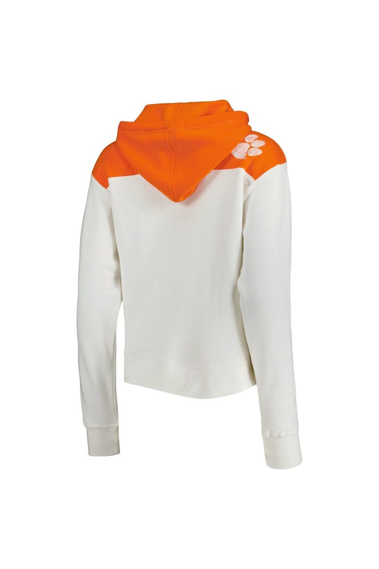 Women's Pressbox White/Orange Clemson Tigers Chicago 2-Hit Yoke Pullover Hoodie, Alternate, color, White