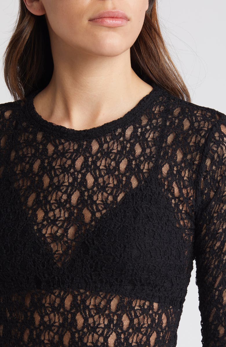 FRAME Sheer Stretch Lace Top, Alternate, color,