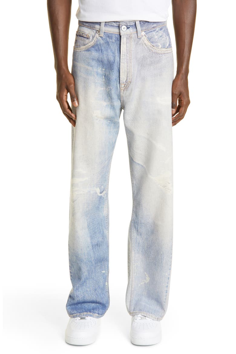 Third Cut Trompe l'Oeil Straight Leg Jeans, Main, color, DIGITAL DENIM PRINT