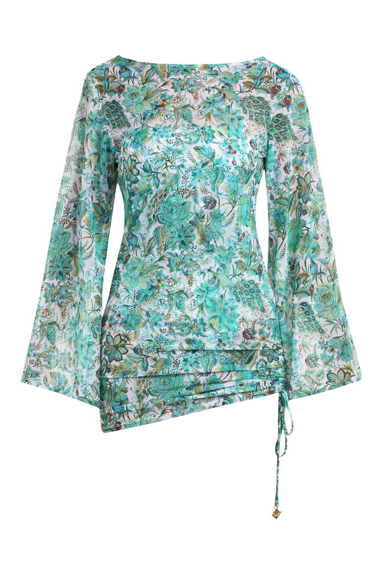 Free Spirit Long Sleeve Cover-Up Tunic, Alternate, color, BLUE/ GREEN MULTI