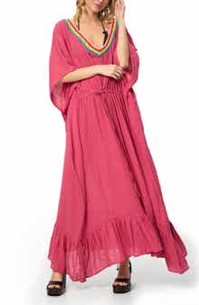 SAACHI Colorful Crochet V-Neck Cover-Up Kaftan