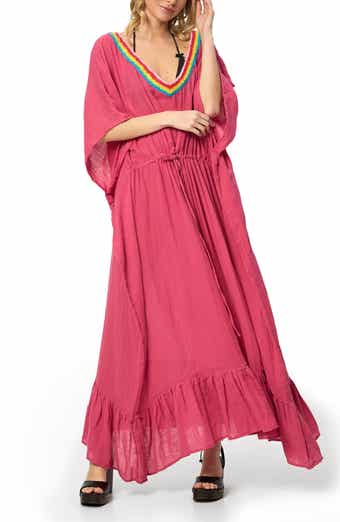 SAACHI Colorful Crochet V-Neck Cover-Up Kaftan