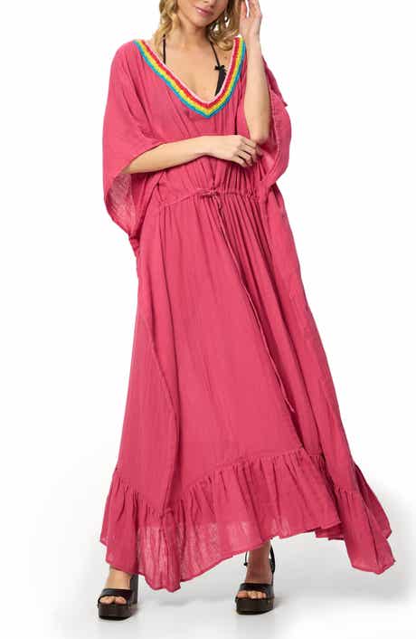 SAACHI Colorful Crochet V-Neck Cover-Up Kaftan