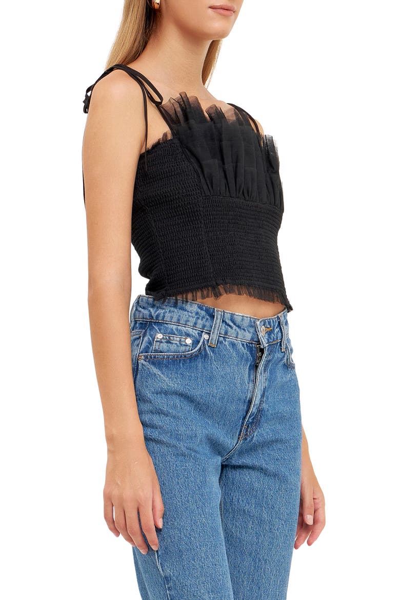 Tulle Crop Tank Top, Alternate, color, BLACK