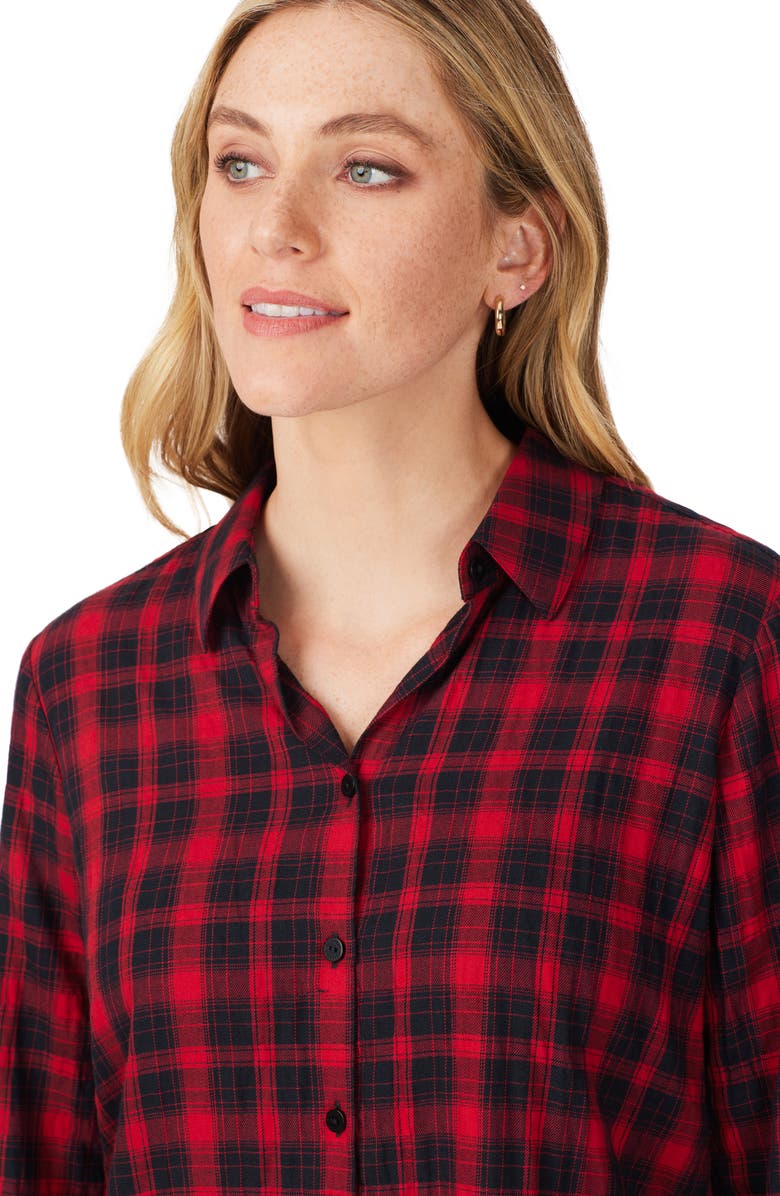 Foxcroft Rhea Plaid Button-Up Shirt, Alternate, color, Black Multi