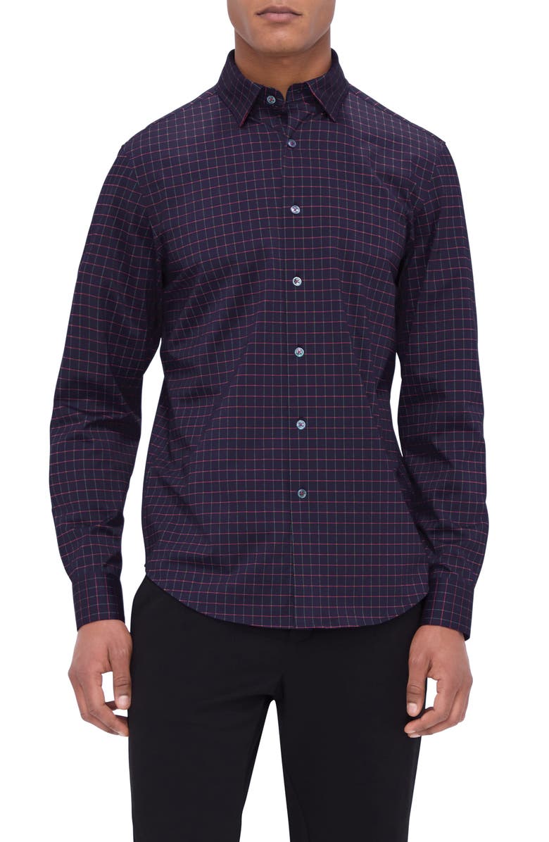 Bugatchi Jax OoohCotton<sup>®</sup> Check Print Button-Up Shirt, Main, color, 