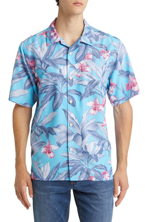 Coconut Point Floral Breeze Short Sleeve Button-Up Camp Shirt