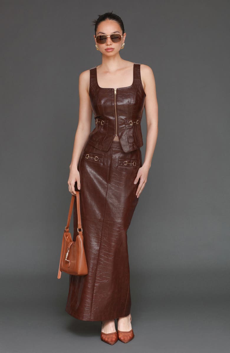 Avec Les Filles Equestrian Detail Faux Leather Vest, Alternate, color,