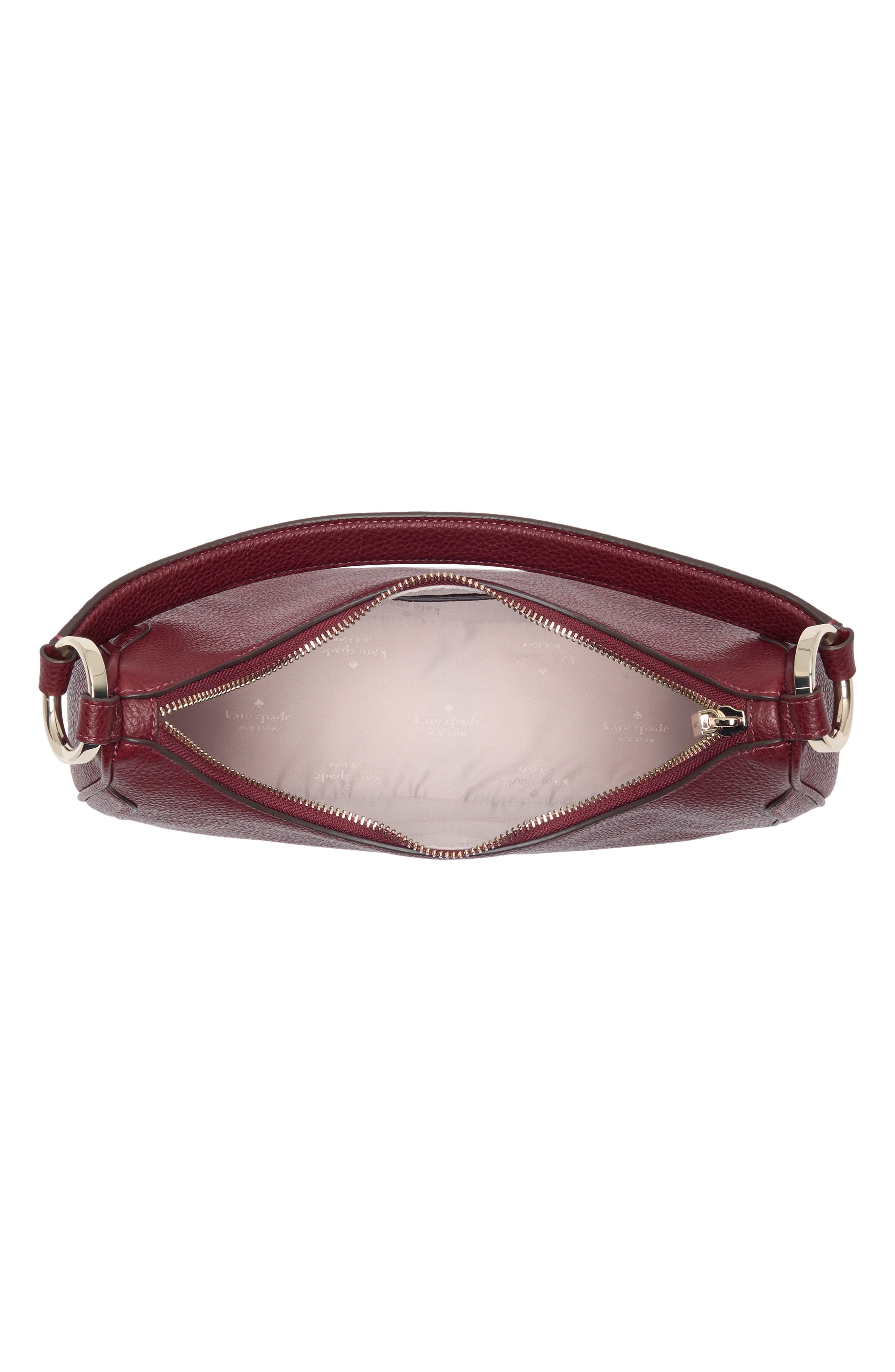 Leila Pebbled Leather Shoulder Bag, Alternate, color, CHERRY JUICE