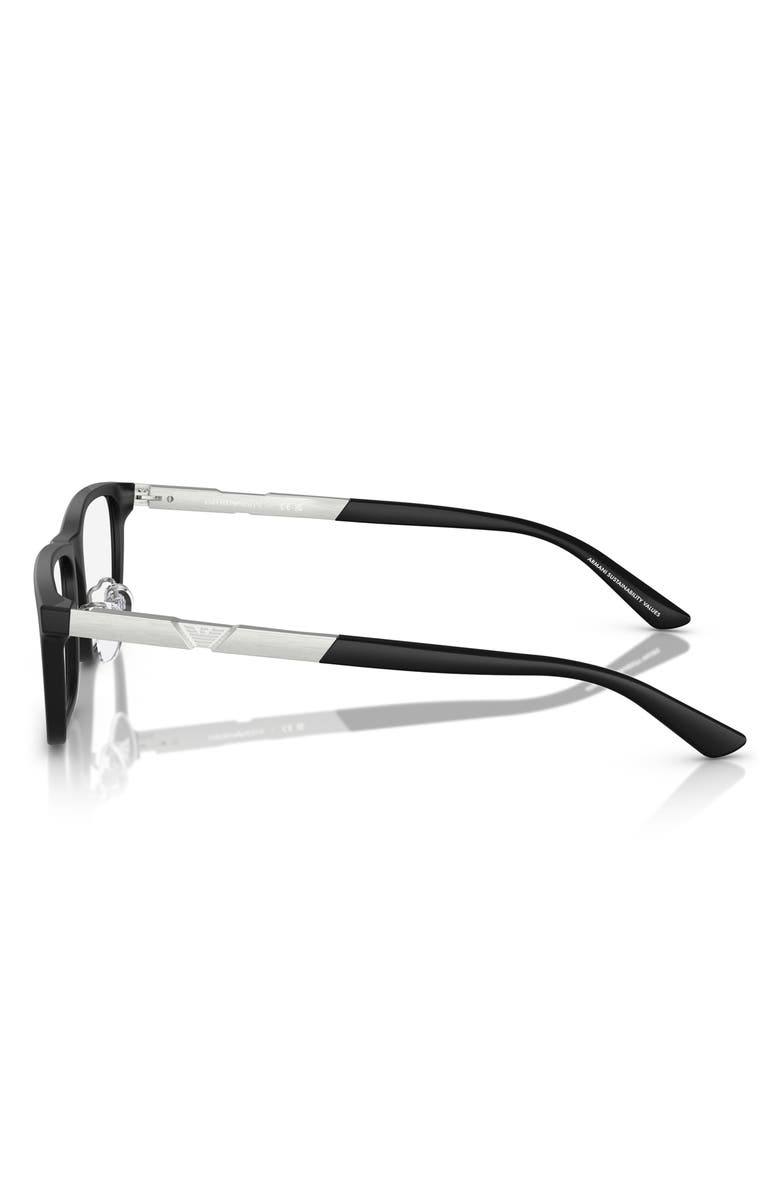 Emporio Armani 55mm Rectangle Optical Glasses, Alternate, color, Matte Black / Demo Lens