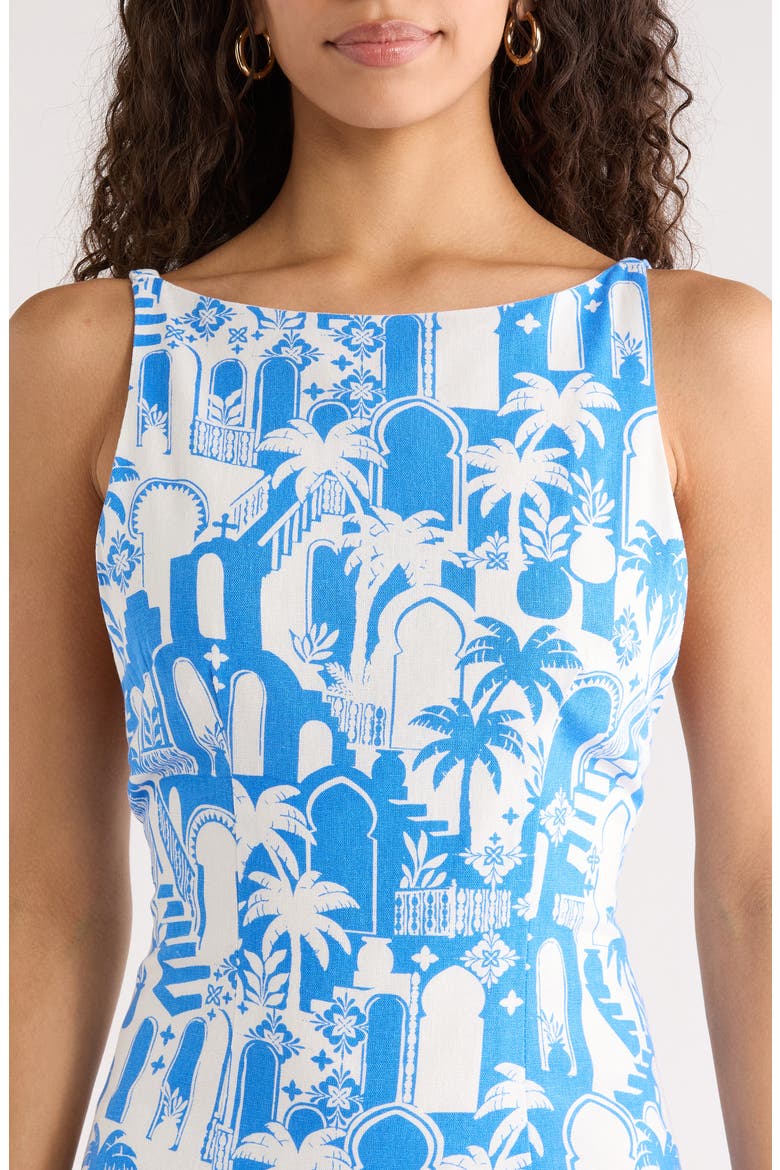 Mizie Open Back Maxi Dress, Alternate, color, WHITE-BLUE
