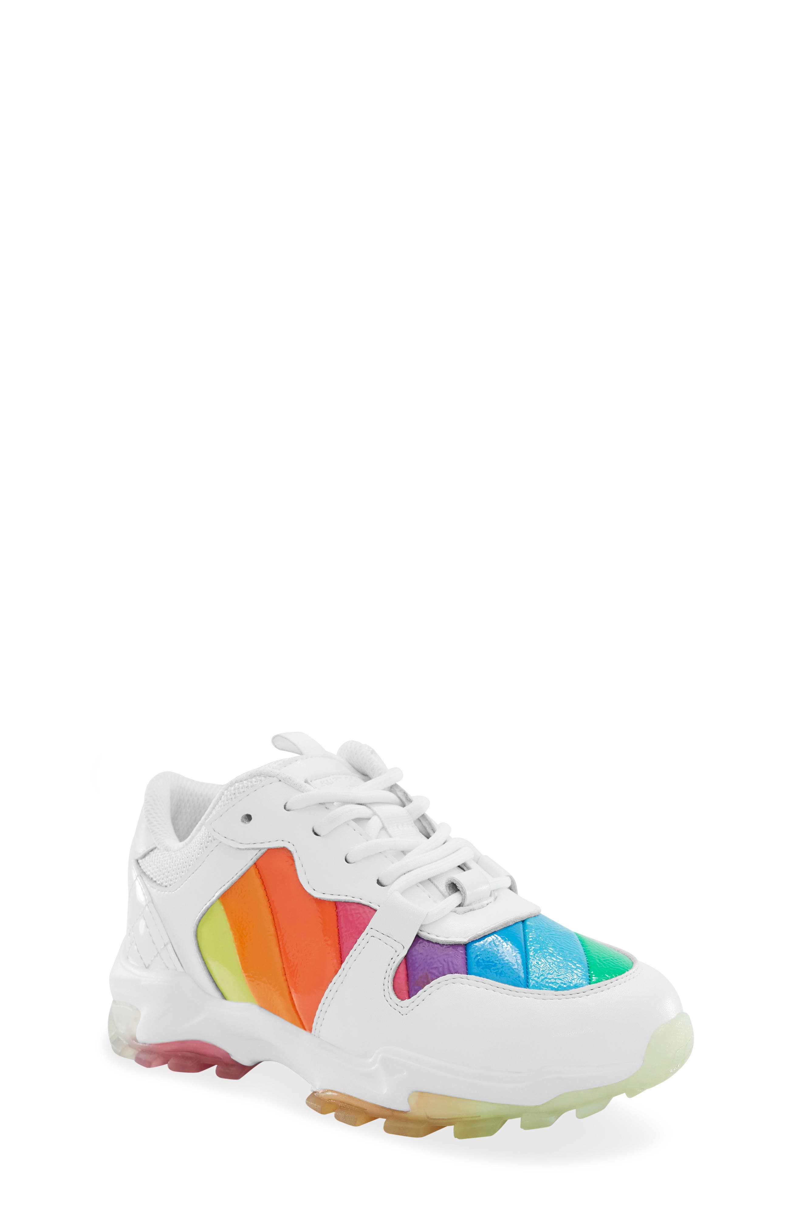 Kurt Geiger London Kids' Mini Lettie Eagle Rainbow Sneaker, Main, color, White Multi