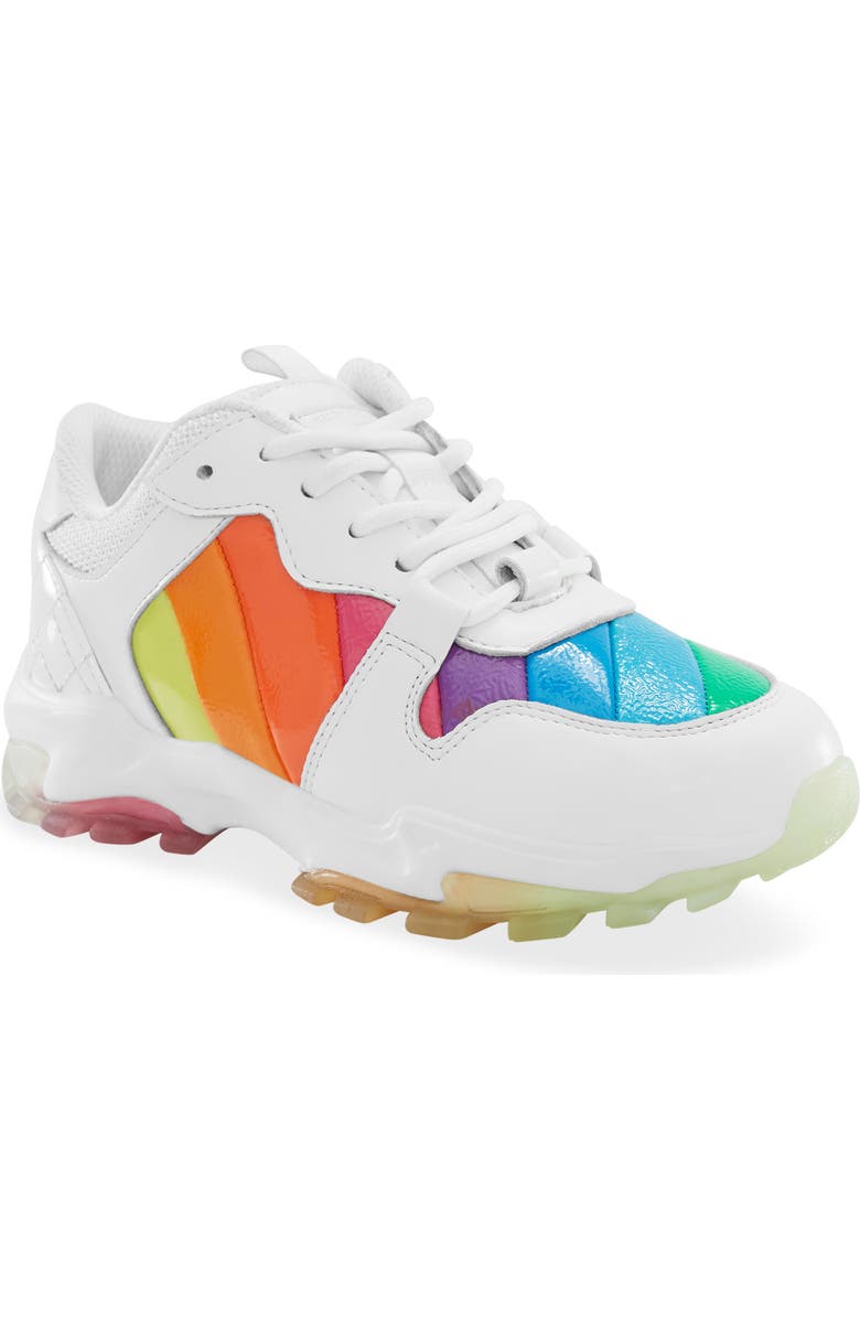 Kurt Geiger London Kids' Mini Lettie Eagle Rainbow Sneaker, Main, color, White Multi