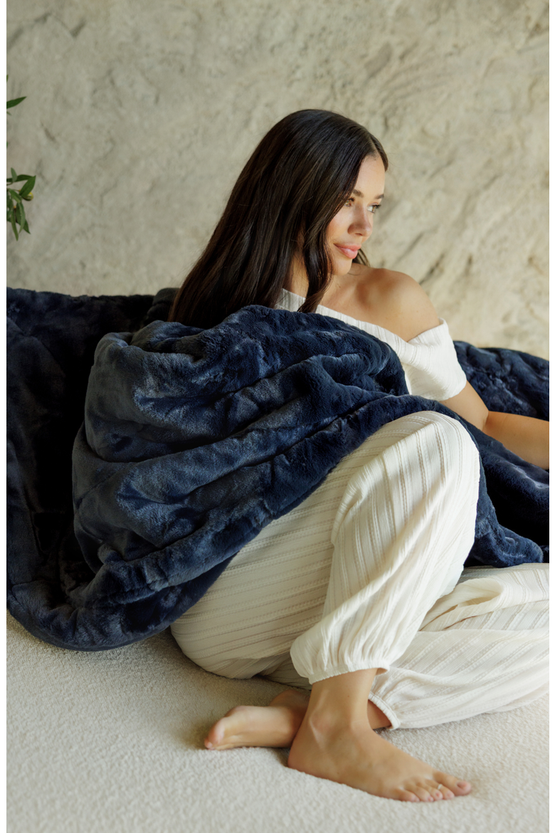 Plush Night Sky Blanket, Alternate, color, Blue