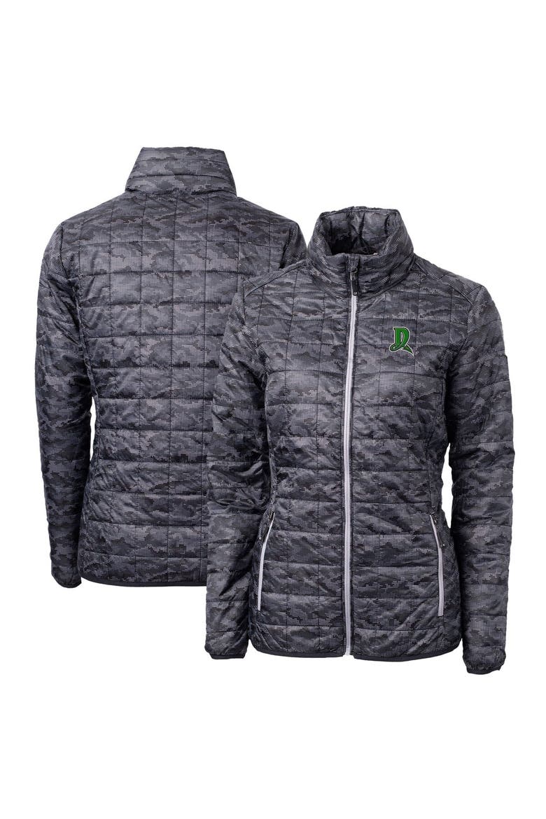Women's Cutter & Buck  Black Dayton Dragons Rainier PrimaLoft Eco Insulated Camo Full-Zip Puffer Jacket, Main, color, Black