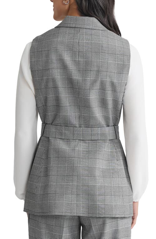 Kasper Windowpane Plaid Belted Vest In Multi