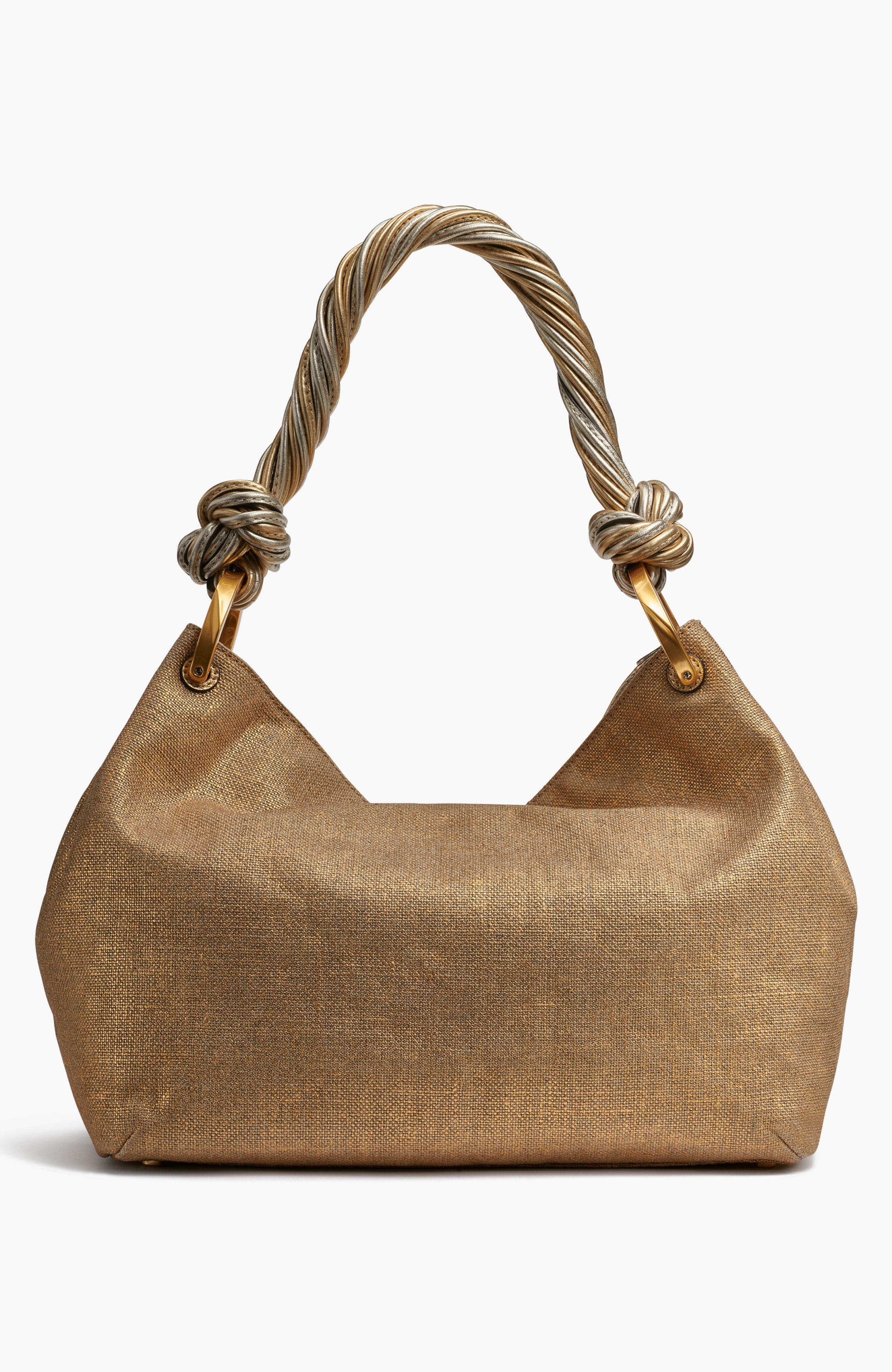 Donna Karan New York Glenwood Small Metallic Canvas Shoulder Bag, Alternate, color, Gold