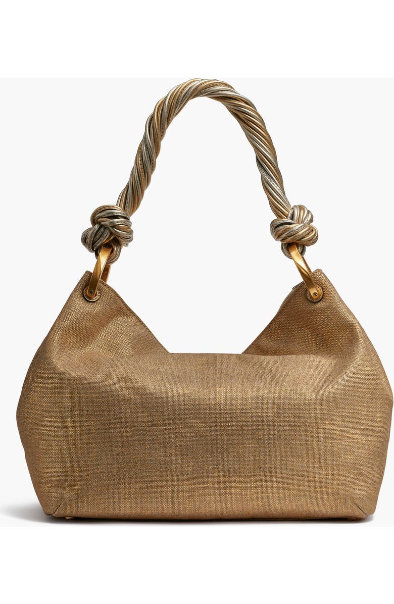 Donna Karan New York Glenwood Small Metallic Canvas Shoulder Bag, Alternate, color, Gold