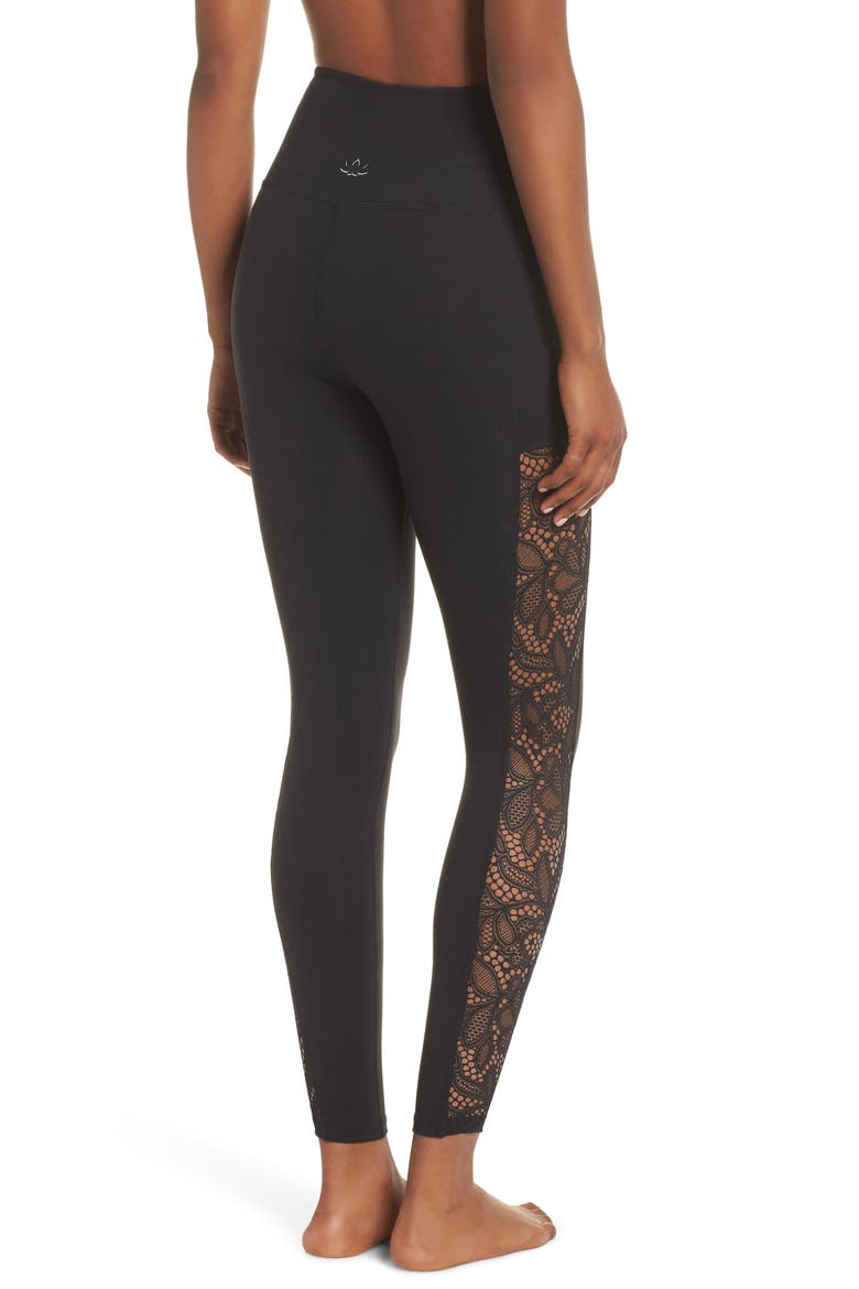 Lace Way High Rise Ankle Leggings, Alternate, color, JET BLACK