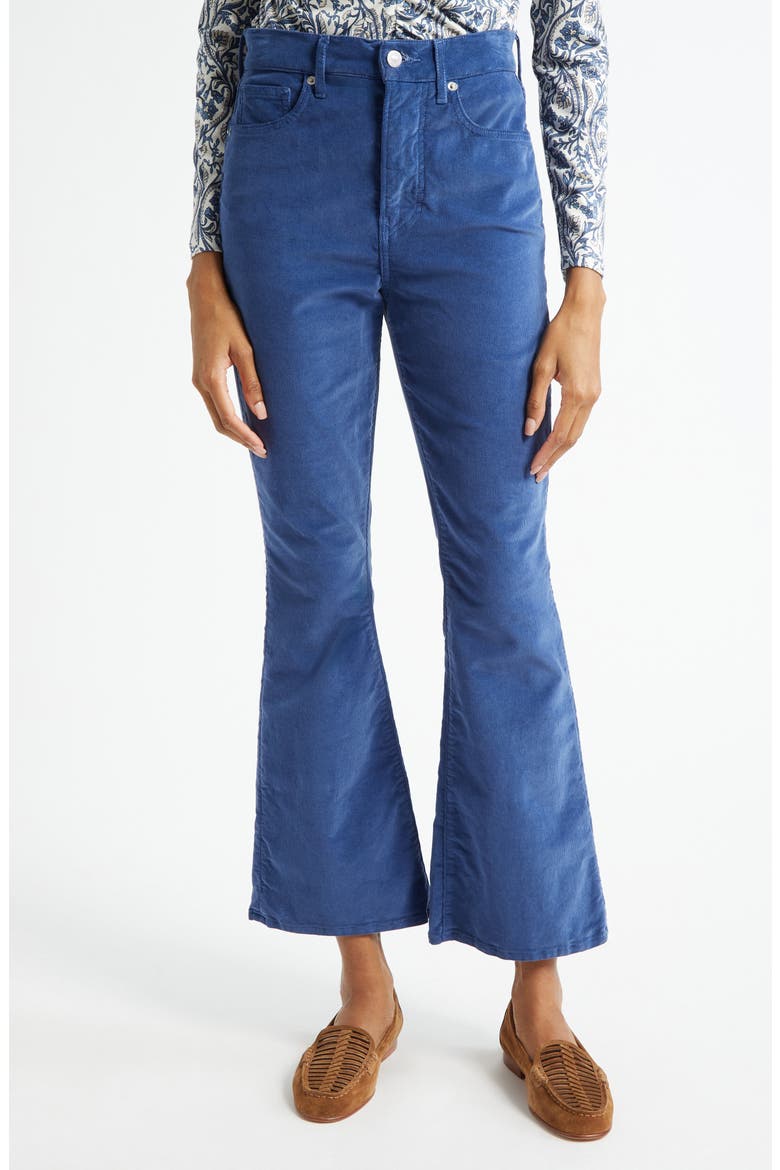 Carson Corduroy Flare Leg Ankle Pants, Main, color, BLUE STONE
