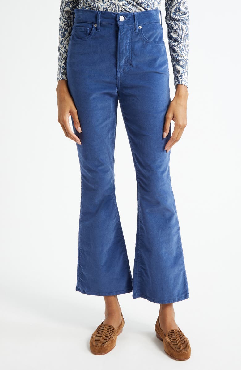 Veronica Beard Carson Corduroy Flare Leg Ankle Pants, Main, color, Blue Stone